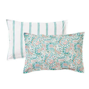 Taie d’oreiller POMONA Émeraude Scion en percale de coton 80 fils/cm² – linge de lit à Valognes