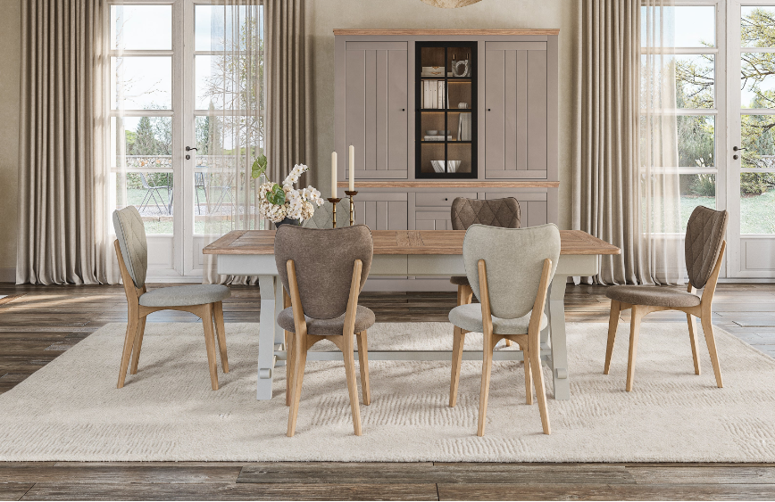 Table COSY rectangulaire extensible en chêne avec allonge portefeuille – table française à Valognes