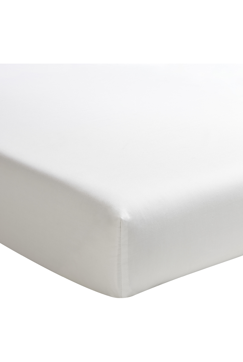 Drap-housse blanc Essix Première en percale de coton, bonnet 30 cm – linge de lit à Valognes