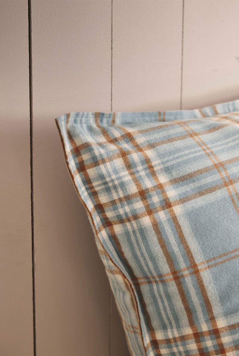 Taie d’oreiller Tartan en flanelle de coton 170 g/m² – linge de lit chaud à Valognes
