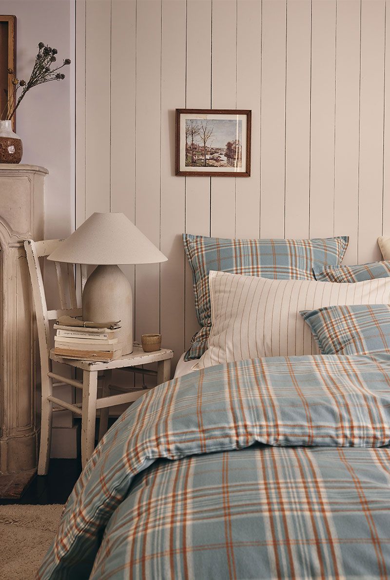Housse de couette Tartan en flanelle de coton 170 g/m² – linge de lit chaud à Valognes