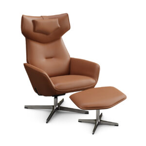 Fauteuil PALMA pivotant avec pied chrome ou noir – fauteuil confort tissu ou cuir à Valognes