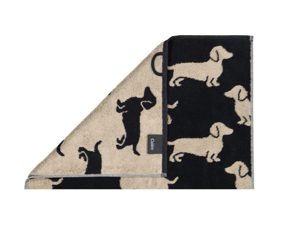 Serviette Cawö WE LOVE DOGS 6246 Noir-Beige 93 en coton éponge – linge de bain à Valognes