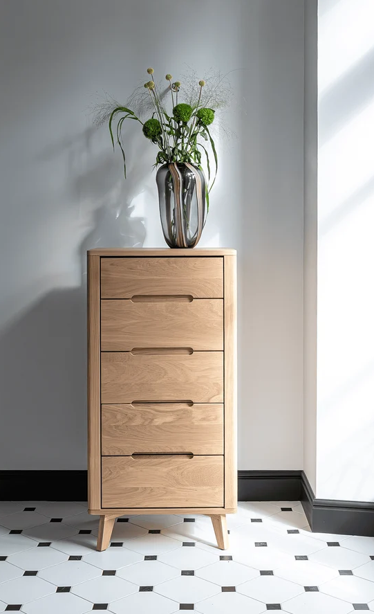 Chiffonnier JADE Ateliers de Langres 1 porte 2 tiroirs en chêne massif – meuble français à Valognes