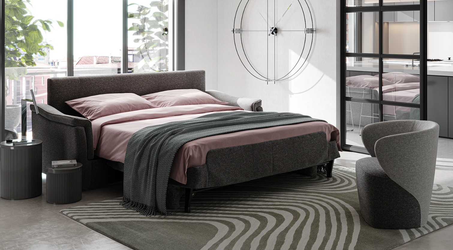 Canapé convertible KIKO couchage 140 cm avec matelas ressorts ensachés – canapé convertible tissu à Valognes