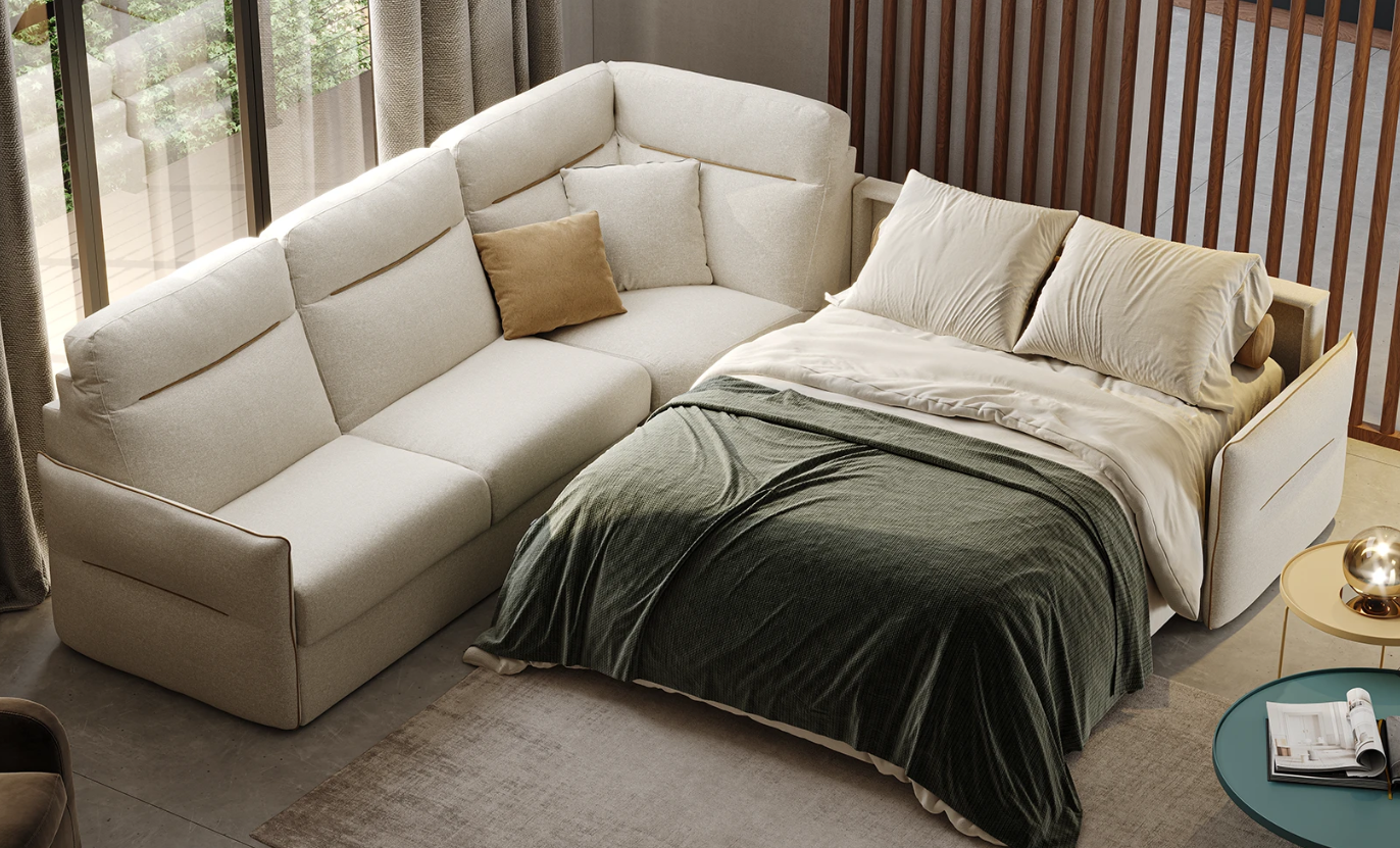 Canapé convertible KIKO couchage 140 cm avec matelas ressorts ensachés – canapé convertible tissu à Valognes