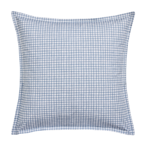 Taie d’oreiller Essix Mini Vichy Céleste en percale de coton bleu grisé – linge de lit à Valognes