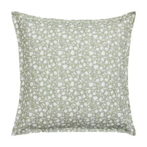 Taie d’oreiller Essix Arabesque en percale de coton vert amande – linge de lit à Valognes