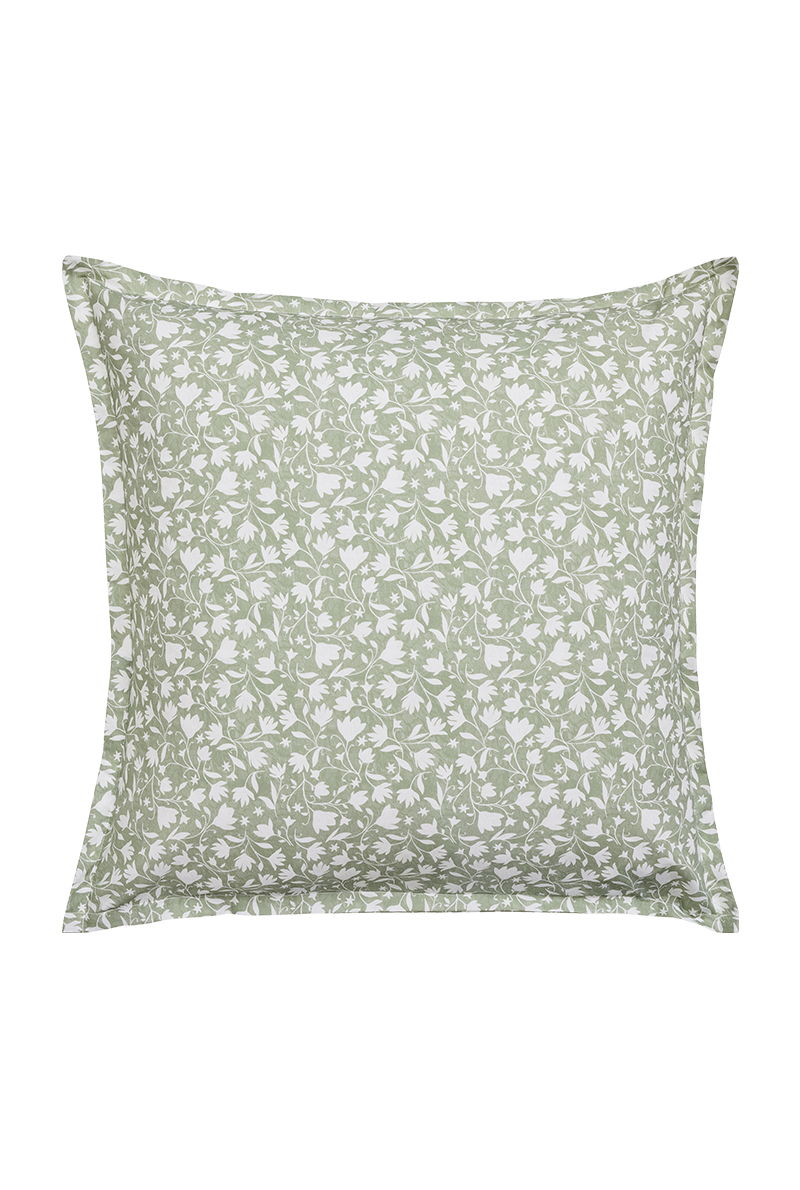 Taie d’oreiller Essix Arabesque en percale de coton vert amande – linge de lit à Valognes