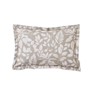 Taie d’oreiller COTTAGE Kaki Blanc des Vosges en percale de coton – linge de lit à Valognes