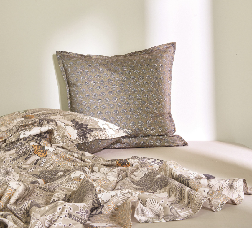 Taie d’oreiller SHALINA Naturel Blanc des Vosges en satin de coton 120 fils/cm² – linge de lit à Valognes